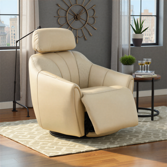 Warren Leather Swivel Power Recliner - alternate view
