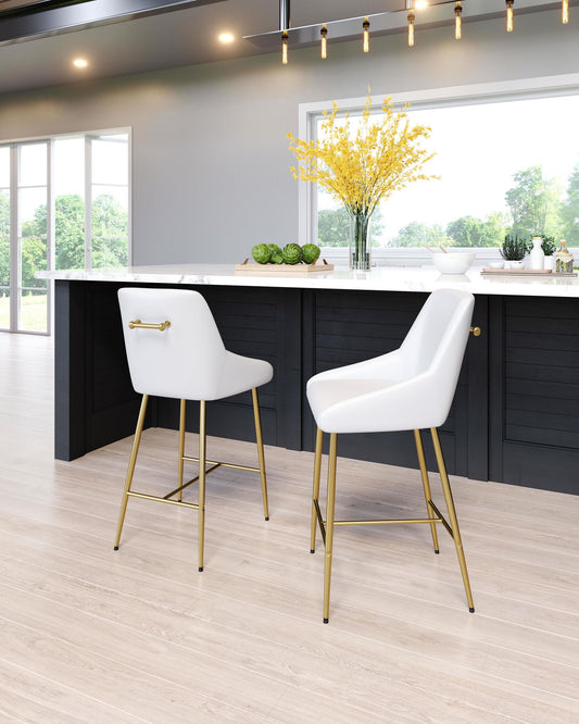 Madelaine Counter Stool White & Gold - alternate view
