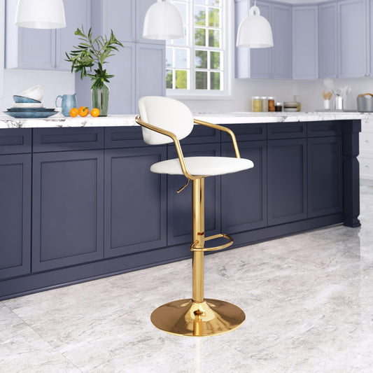 Gusto Barstool White & Gold - alternate view