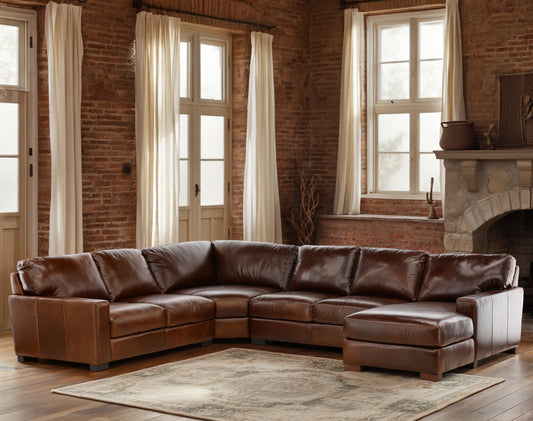 Riccardo Leather 4-Piece Sectional with Chaise - alternate view