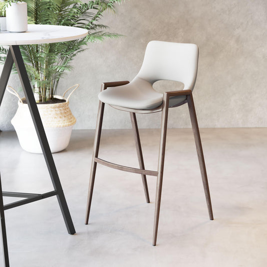 Desi Barstool (Set of 2) Beige & Walnut - alternate view