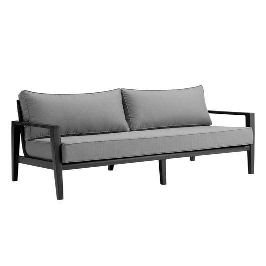 Grand 4 Piece Black Aluminum Outdoor Seating Set with Dark Gray Cushions - alternate view
