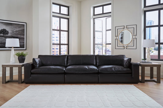 Ashley Emilia 3-Piece Leather Modular Sofa Black - alternate view