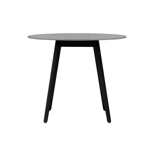 Sydney Outdoor Patio Round 36" Dining Table in Black Eucalyptus and Gray Stone - alternate view