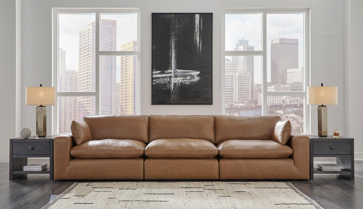 Ashley Emilia 3-Piece Leather Modular Sofa Brown