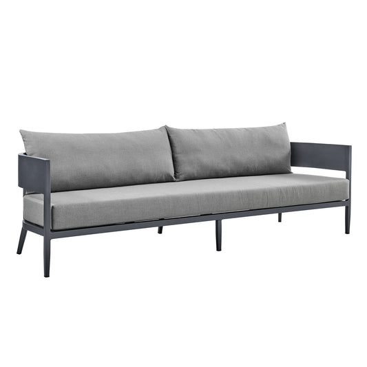 Argiope 4 Piece Outdoor Dark Gray Aluminum & Fabric Outdoor Conversation Set - alternate view