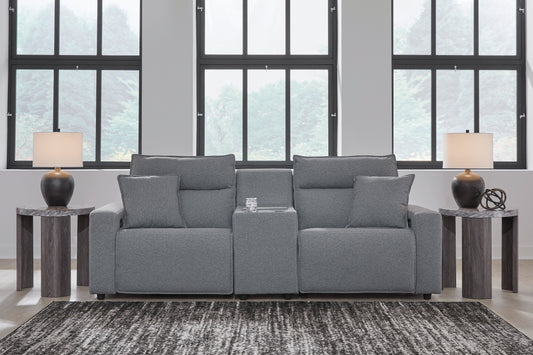 Ashley ModMax II 3-Piece Next-Gen Nuvella™ Performance Fabric Dual Power Reclining Modular Loveseat with Console - alternate view