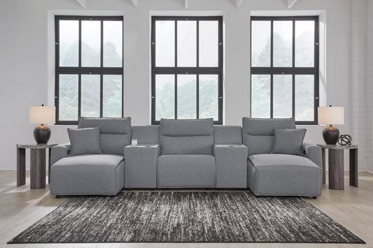 Ashley ModMax II 5-Piece Next-Gen Nuvella™ Performance Fabric Dual Power Reclining Modular Sectional with Double Chaise and Consoles - alternate view