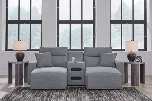 Ashley ModMax II 3-Piece Next-Gen Nuvella™ Performance Fabric Dual Power Reclining Modular Sectional with Double Chaise and Audio Console - alternate view