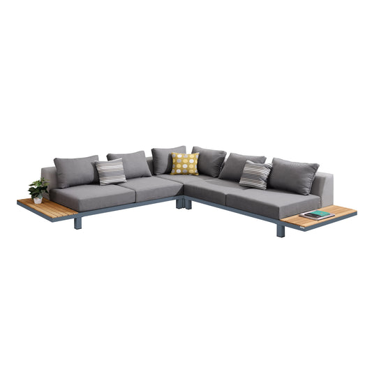 Polo 4 piece Outdoor Sectional Set with Dark Gray Cushions and Modern Accent Pillows - alternate view