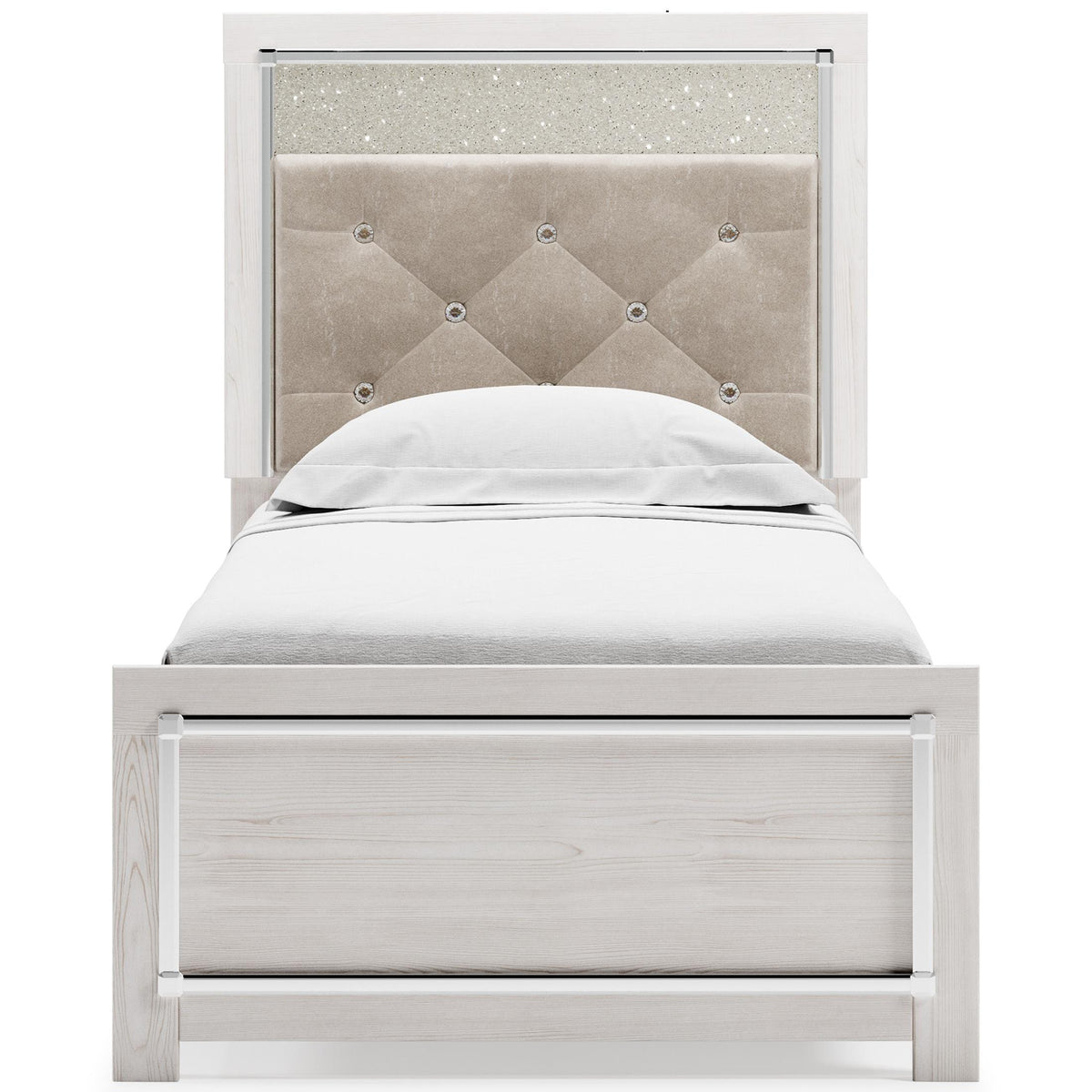 Altyra Twin Panel Bed with Upholstered Headboard
