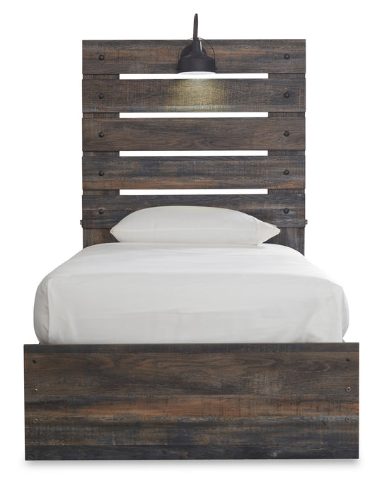 Drystan Twin Panel Bed with 4 Storage Drawers and 4 Cubbies - alternate view