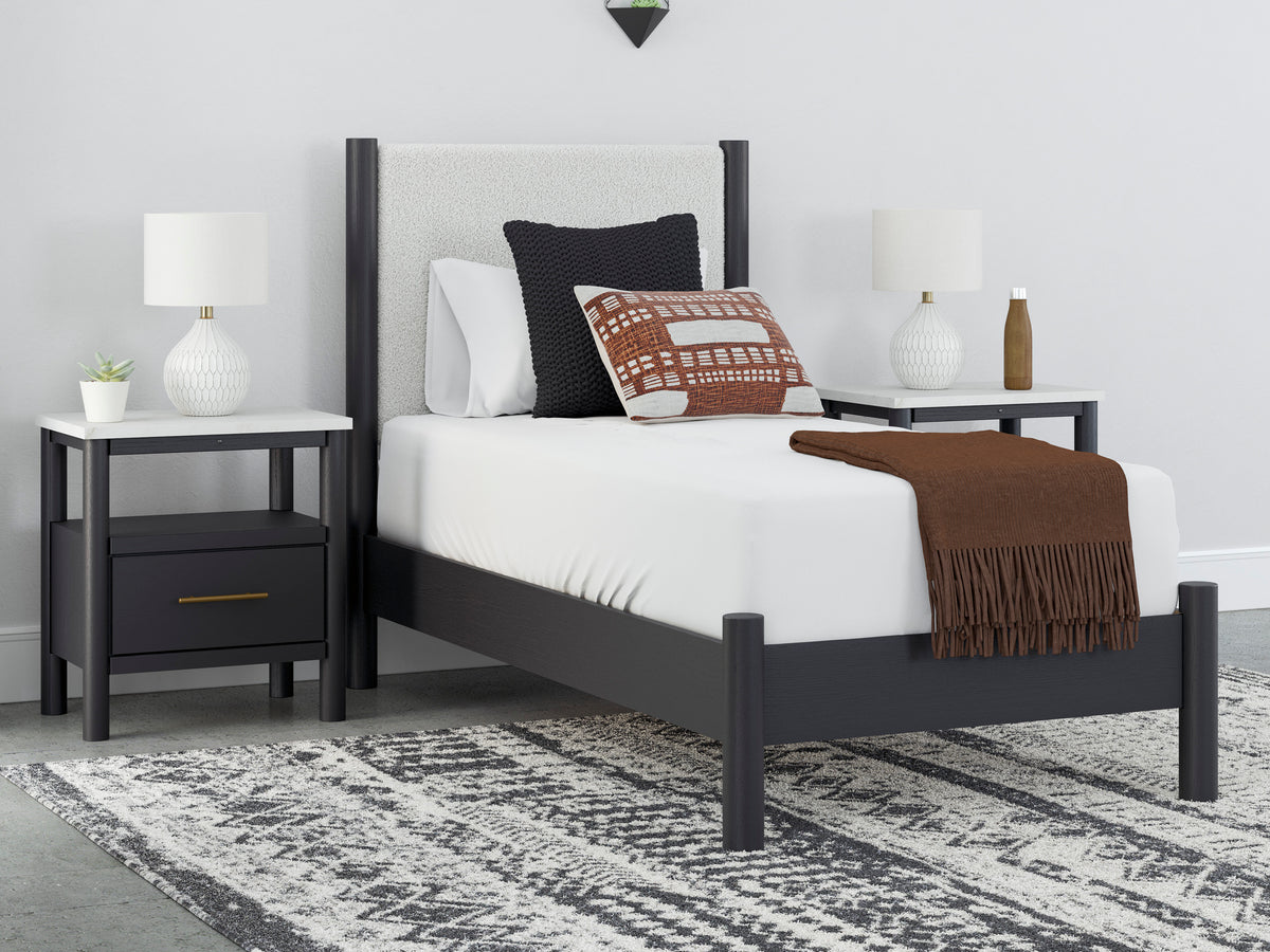 Ashley Cadmori Upholstered Panel Bed Twin Black