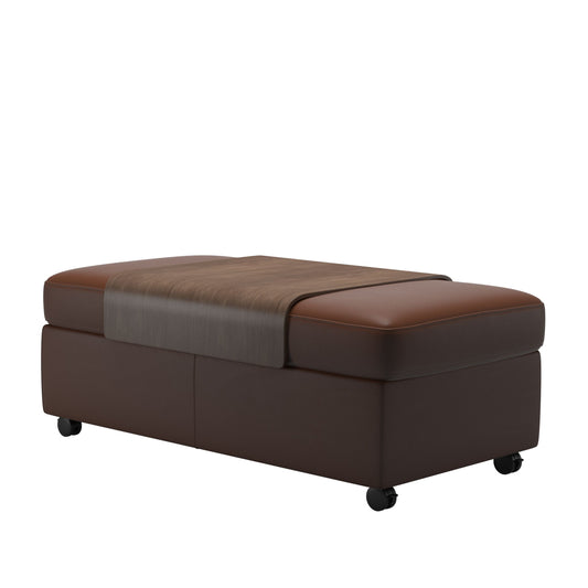 Flora Wood Double Ottoman with Table - alternate view