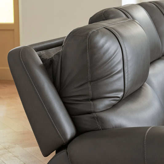 Ashley 5Z-Harrenhurst 6-Piece Leather Dual Power Reclining Modular Sectional with Storage Console and 2 Reclining Seats - alternate view