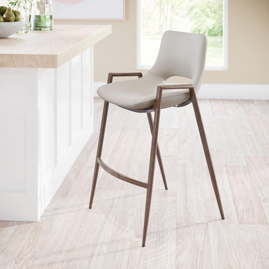 Desi Counter Stool (Set of 2) Beige & Walnut - alternate view