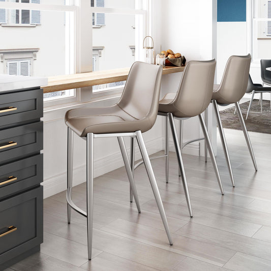 Magnus Counter Stool (Set of 2) Brown & Silver - alternate view