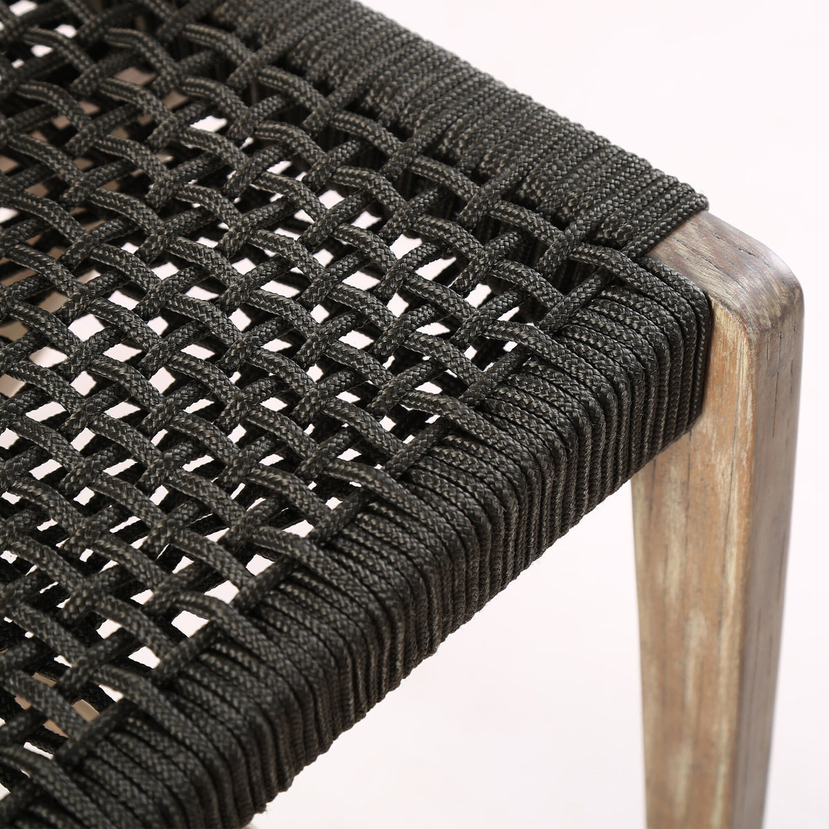 Nabila Outdoor Light Eucalyptus Wood and Charcoal Rope Counter and Bar Height Stool
