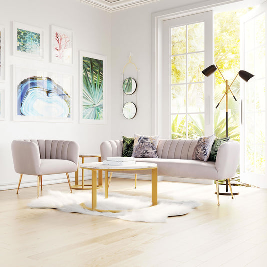 Deco Accent Chair Beige & Gold - alternate view