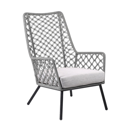 Marco Indoor Outdoor Steel Lounge Chair with Gray Rope and Gray Cushion - alternate view
