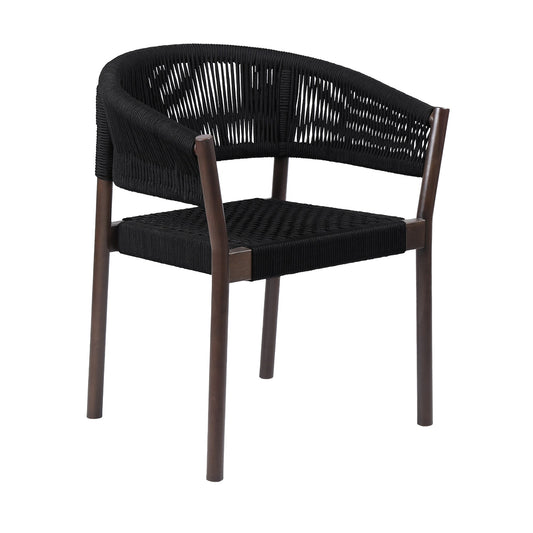 Doris Indoor Outdoor Dining Chair in Light Eucalyptus Wood with Charcoal Rope (Set of 2) - alternate view