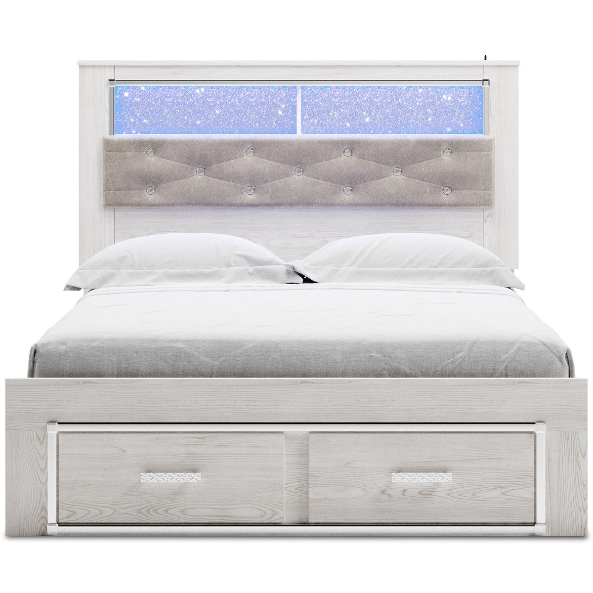 Ashley Altyra Queen Upholstered Bookcase Bed with Storage