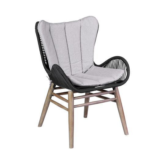Fanny Outdoor Patio Dining Chair in Light Eucalyptus Wood and Charcoal Rope - alternate view