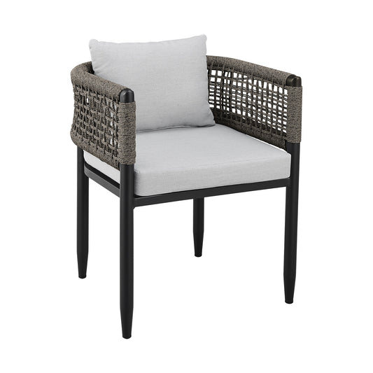 Felicia Outdoor Patio 5-Piece Dining Table Set in Aluminum with Gray Rope and Cushions - alternate view