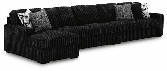 Ashley Midnight-Madness 3-Piece Sectional with Chaise Onyx Left-Facing - alternate view