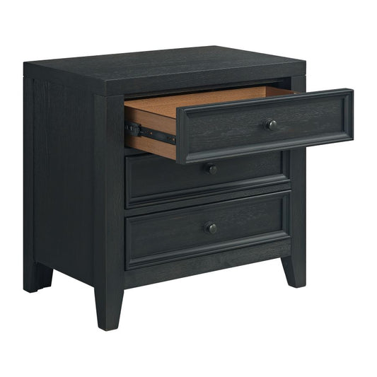 Reed 3 Drawer Nightstand-Black - alternate view