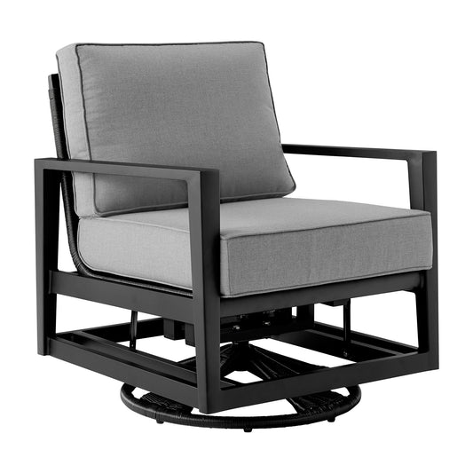 Grand Black Aluminum Outdoor Swivel Glider Chair - alternate view