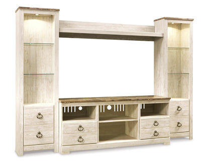Willowton 4-Piece Entertainment Center Whitewash