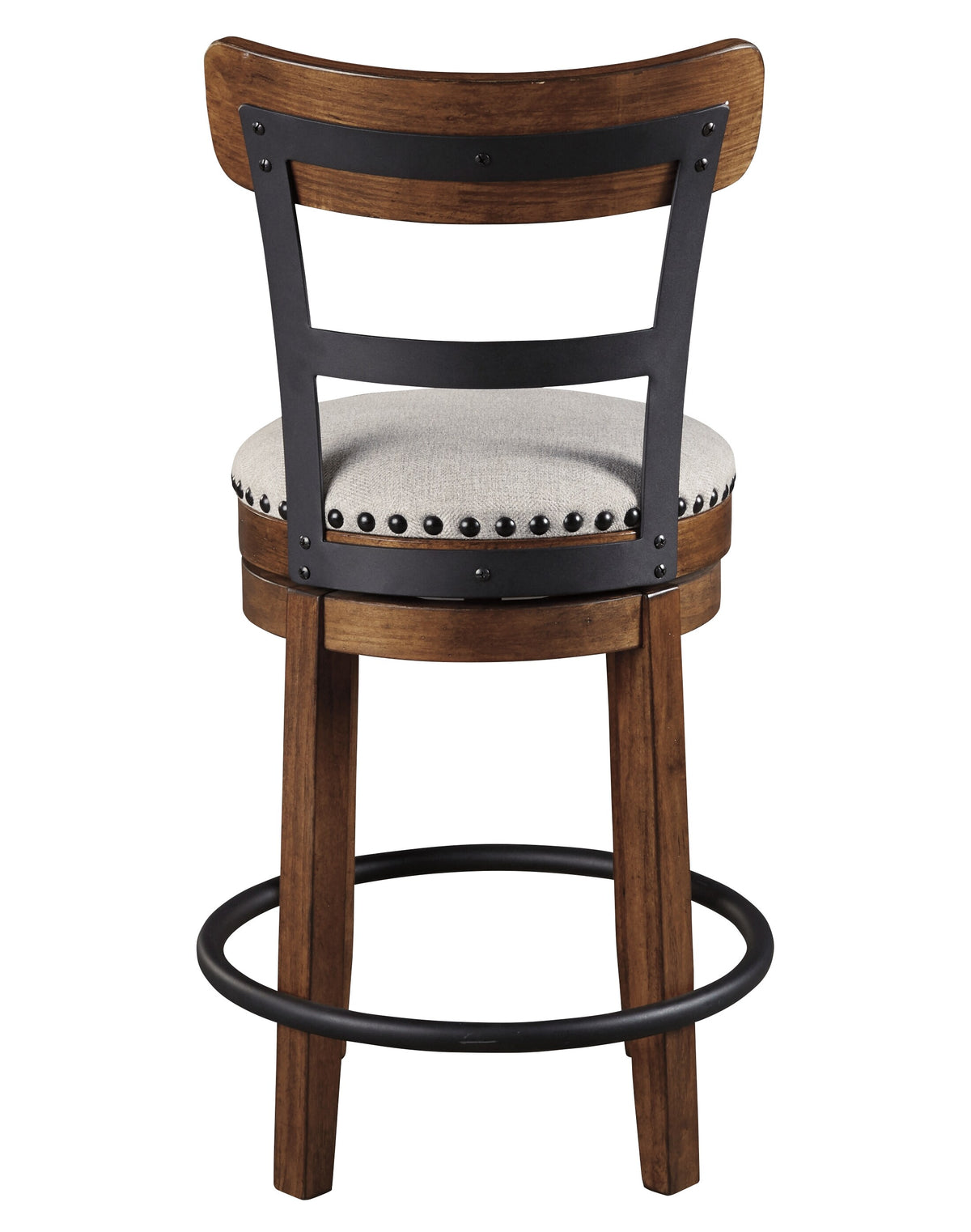 Ashley Valebeck Counter Height Upholstered Swivel Bar Stool with Contoured Back