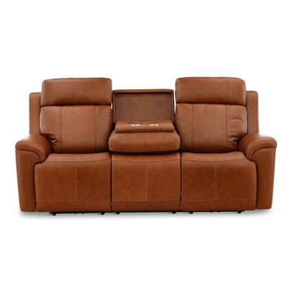 Flexsteel Adrian Leather Power Sofa with Drop Down Table