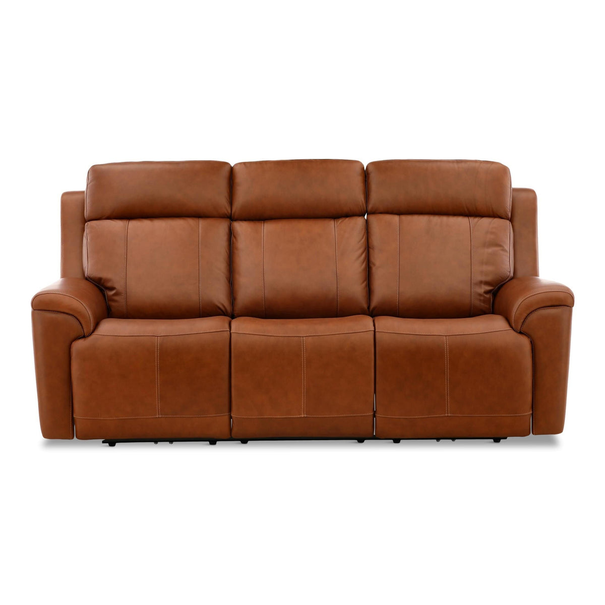 Flexsteel Adrian Leather Power Sofa with Drop Down Table Caramel