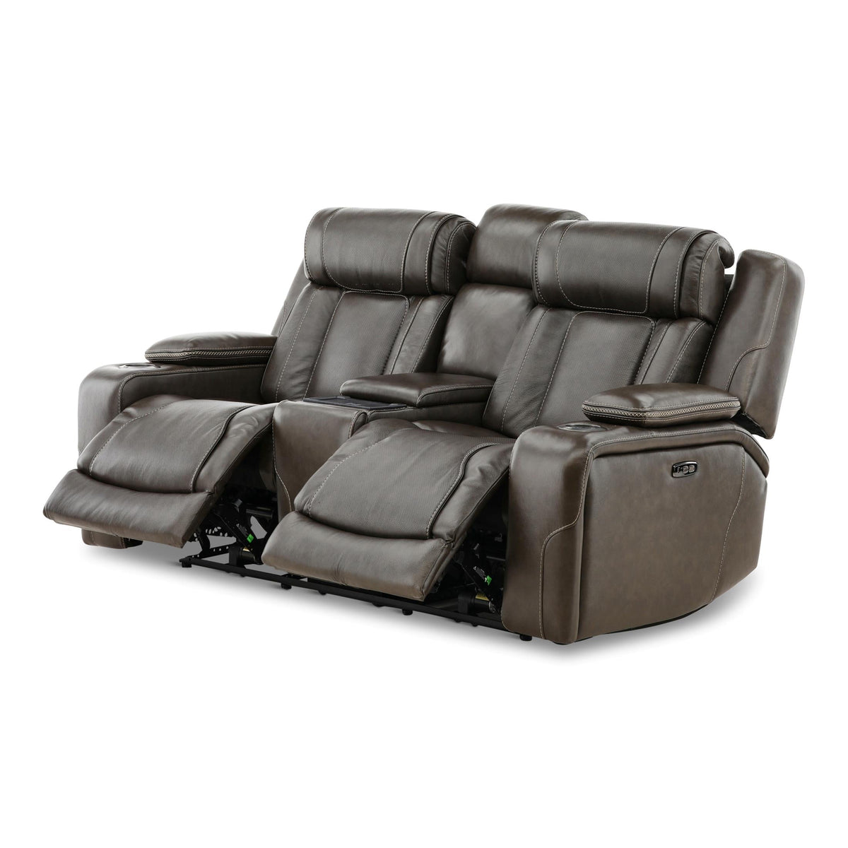 Denver Leather Power Console Loveseat