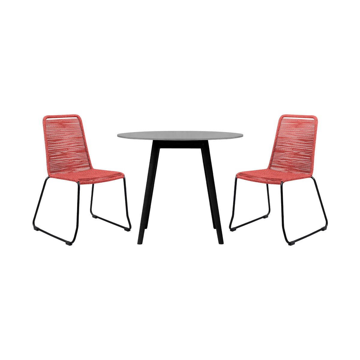Sydney and Shasta 3 Piece Outdoor Patio 36" Dining Set Brick Red