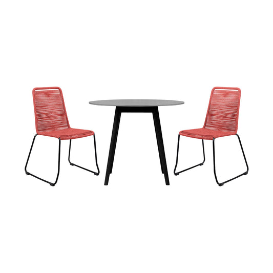 Sydney and Shasta 3 Piece Outdoor Patio 36" Dining Set Brick Red - alternate view