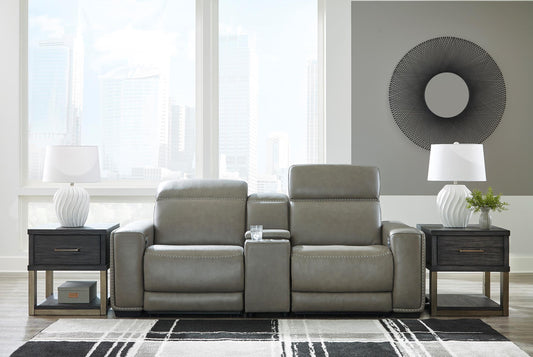 Correze 3-Piece Dual Power Leather Reclining Modular Loveseat with Console - alternate view