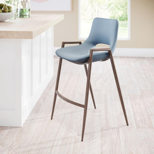 Desi Counter Stool (Set of 2) Blue & Walnut - alternate view