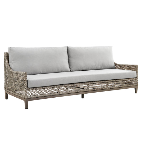 Silvana 4 Piece Outdoor Gray Fabric and Wicker Conversation Set - alternate view