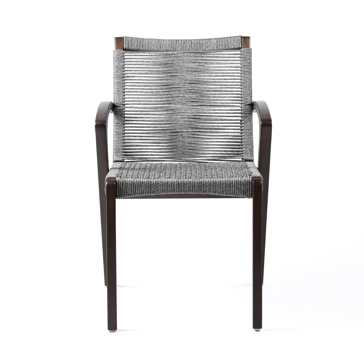 Nabila Outdoor Dark Eucalyptus Wood and Gray Rope Dining Chairs (Set of 2)