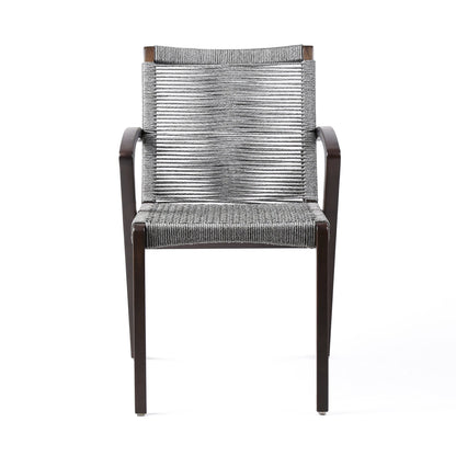 Nabila Outdoor Dark Eucalyptus Wood and Gray Rope Dining Chairs (Set of 2)