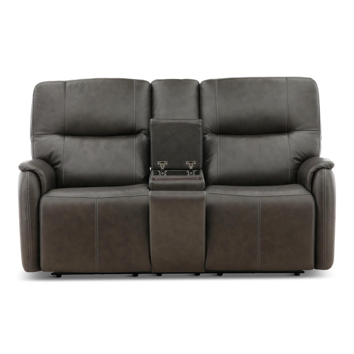 Flexsteel Walker Leather Power Reclining Console Loveseat