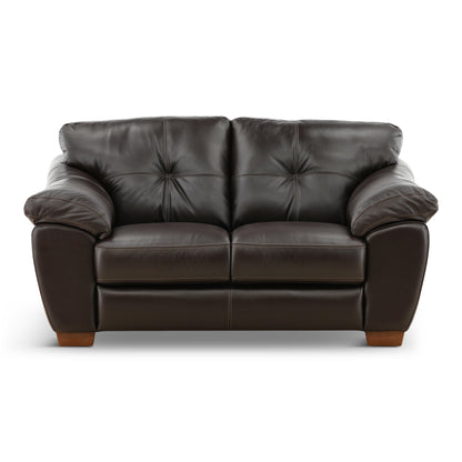 Camy Leather Loveseat Brown