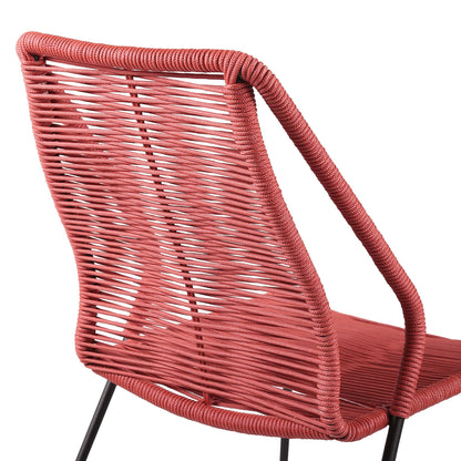 Clip Indoor Outdoor Stackable Steel Dining Chair with Rope