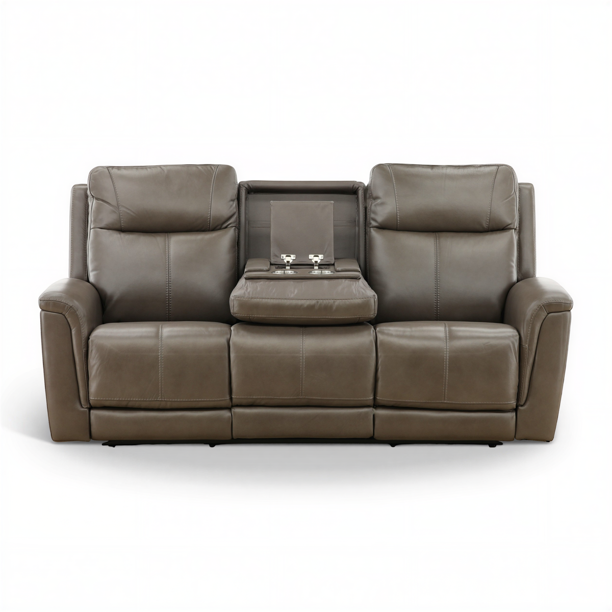 Flexsteel Trey Leather Power Reclining Sofa with Drop-Down Table