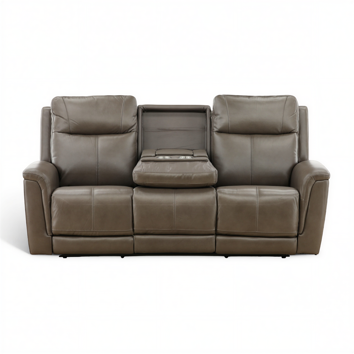 Flexsteel Trey Leather Power Reclining Sofa with Drop-Down Table
