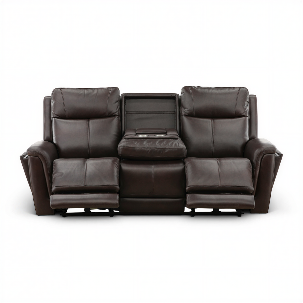 Flexsteel Trey Leather Power Reclining Sofa with Drop-Down Table