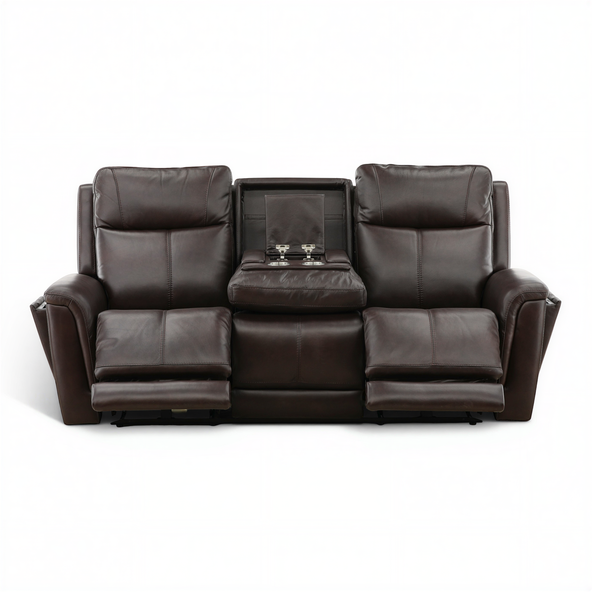 Flexsteel Trey Leather Power Reclining Sofa with Drop-Down Table